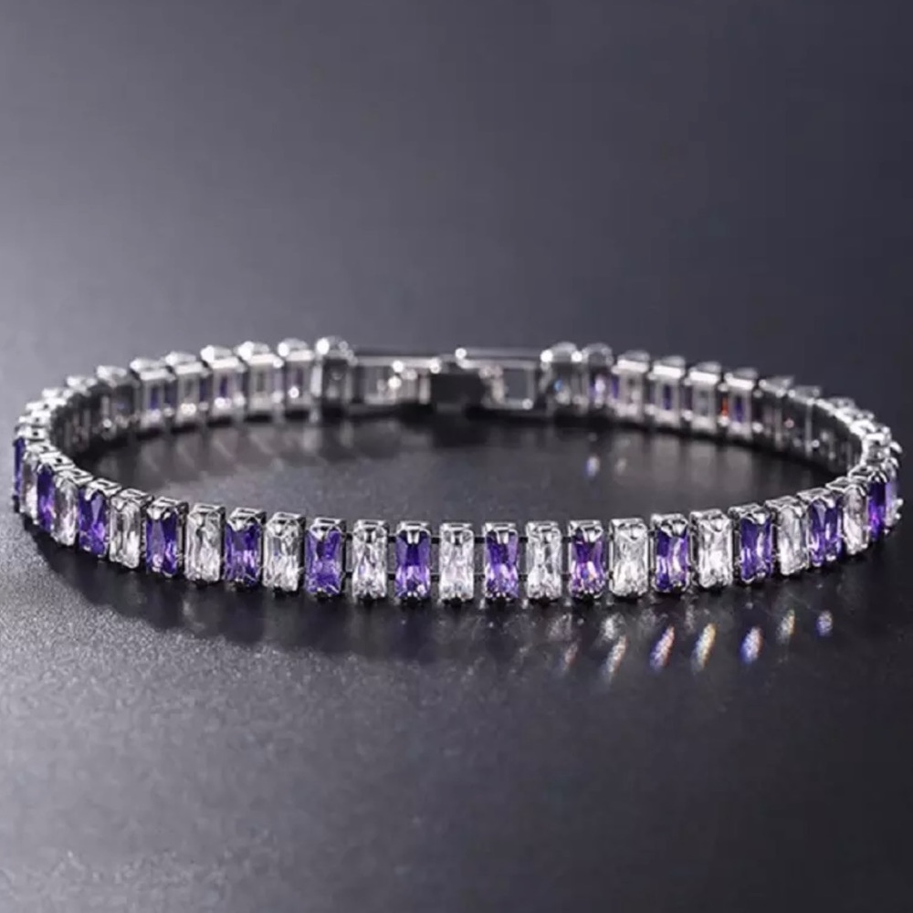 Cubic Zirconia tennis bracelet women bracelet purple Valentine’s  Present